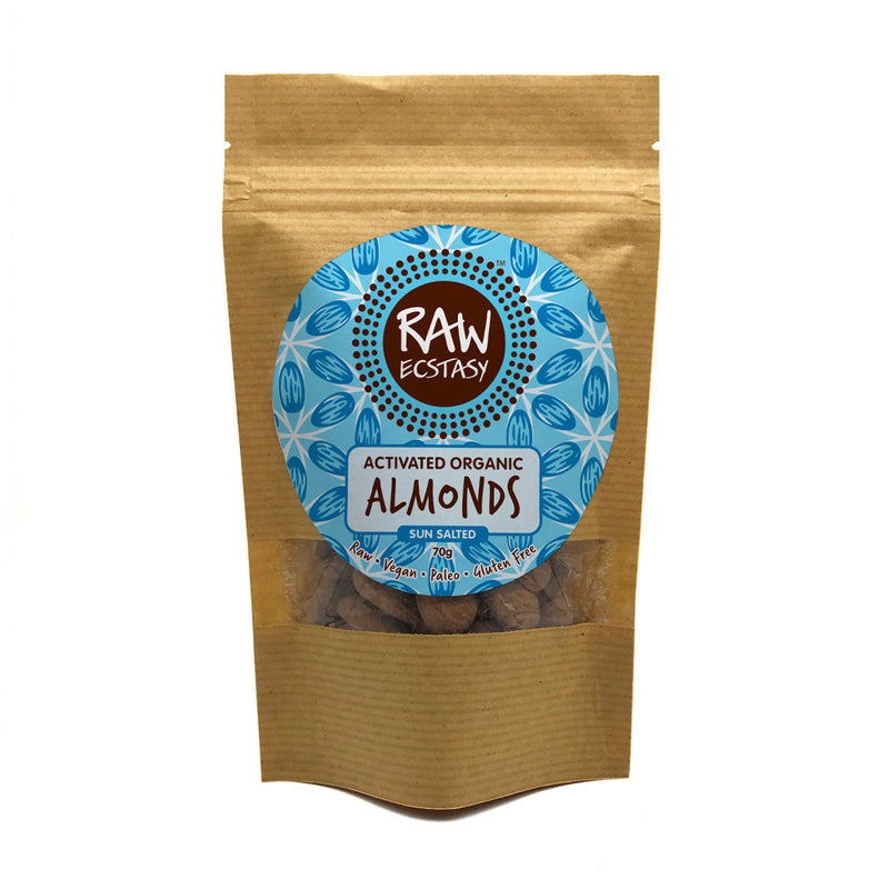 Activated Organic Almonds With Mountain Spring Salt 70g