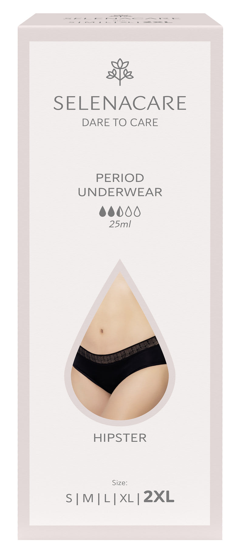 Menstrual undies HIPSTER Black Size 2XL