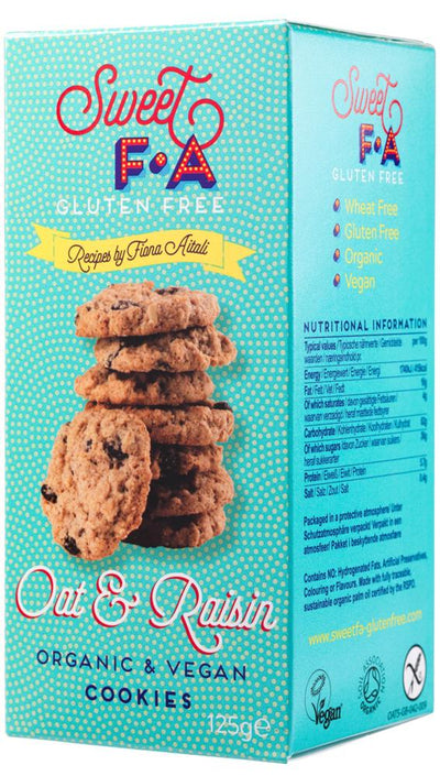 Organic Gluten-free and Vegan Oat & Raisin Cookies 125g