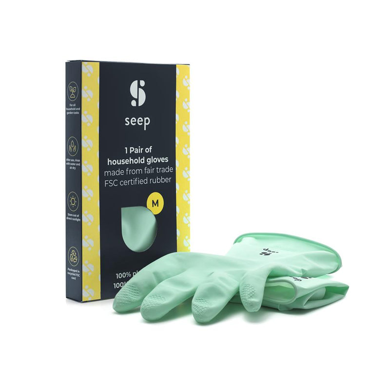 Seep Fair Trade FSC-cert Rubber Gloves Turquoise Size M 1 pair