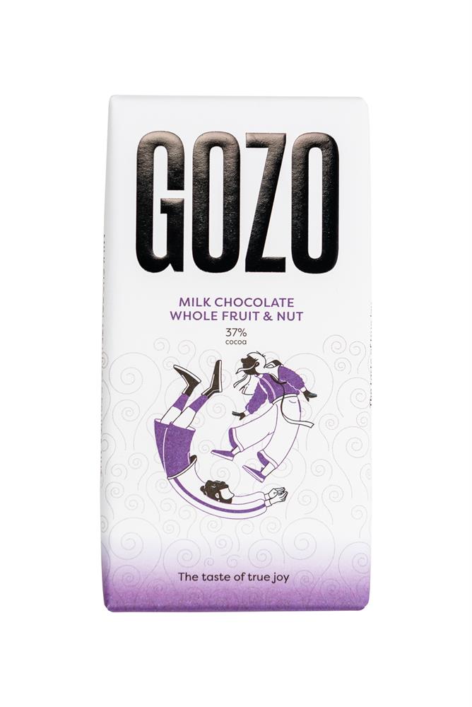 Gozo Milk Chocolate Whole Fruit & Nut 37% Cocoa 130g