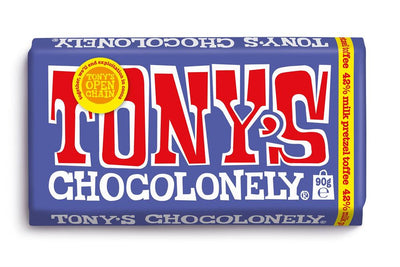 Tonys Chocolonely 42% Milk Pretzel Toffee Choc Bar 90g