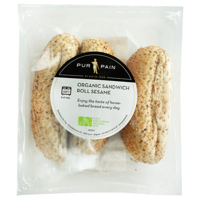 Pur Pain Organic Sandwich Rolls Sesame 3 pack 150g