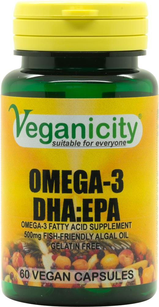 Omega-3 DHA:EPA 500mg 60 Vcaps Fish friendly Algal Omega-3