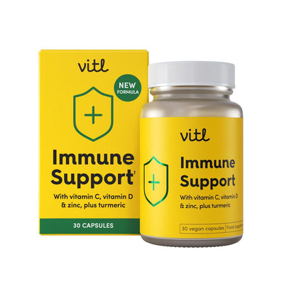 Vitl Immune Support with vitamin C vitamin D zinc and turmeric.