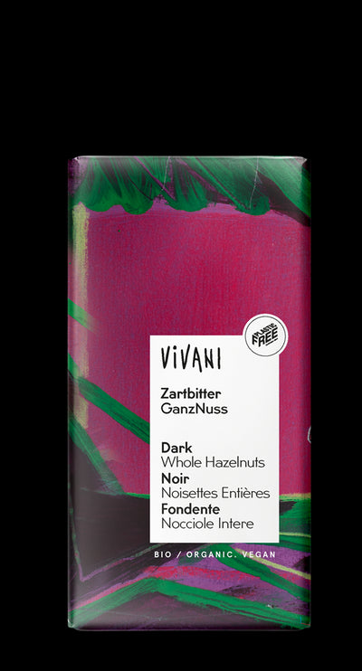 Dark Whole Hazelnut Chocolate Vegan Organic 100g