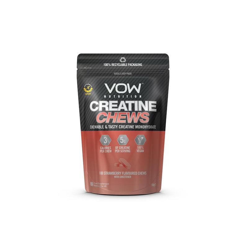 Creatine Chews Strawberry - Food Sup With Sweetener - 100 Chews