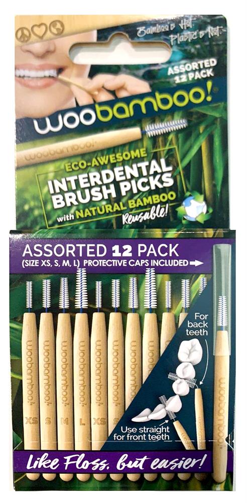 Bamboo Interdental Brush Picks -Assorted (12 pack)