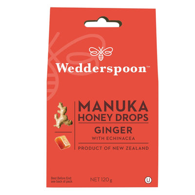 Manuka Honey Drops Ginger & Echinacea 120g