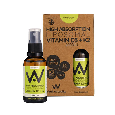 Vitamin D3 (2000IU's) + K2 (100mcg) - Liposomal Spray - Lime