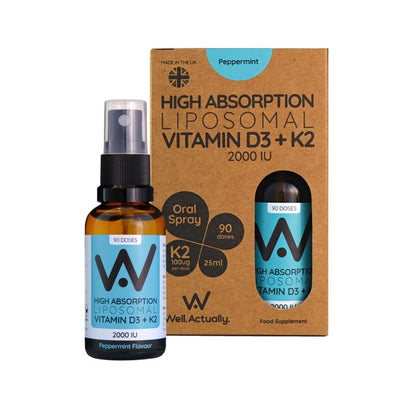 Vitamin D3 (2000IU's) + K2 (100mcg) - Liposomal Spray - Pep