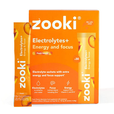 Electrolytes+ Energy & Focus Peach Flavour 30 Sachet