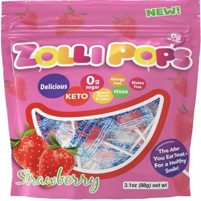 Sugar Free Strawberry Lollipop Pouch. 80g