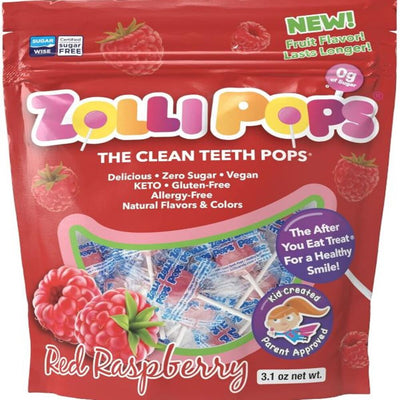 Sugar Free Raspberry Lollipop Pouch 80g