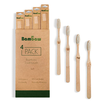 Bamboo toothbrushes (4 pack) | 3 types