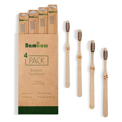 Bamboo toothbrushes (4 pack) | 3 types