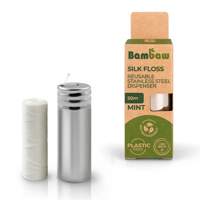 Reusable stainless-steel floss dispenser |Silk