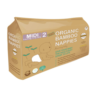 Organic Bamboo Nappies Size 2 (5-8 kg, 30 nappies)