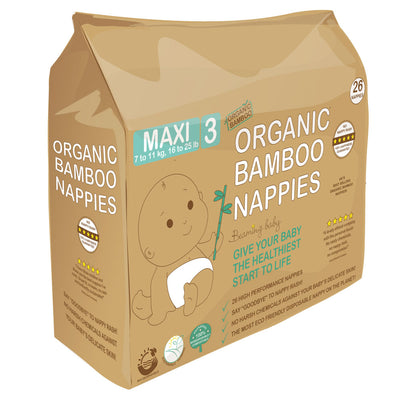 Organic Bamboo Nappies Size 3 (7-11kg, 26 nappies)