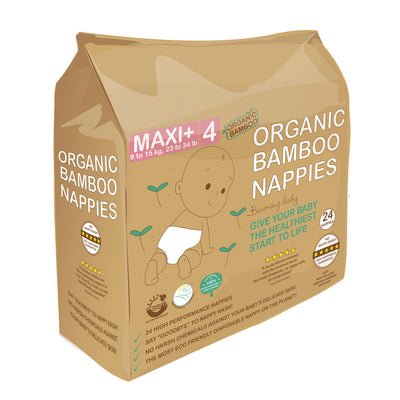 Organic Bamboo Nappies Size 4 (9-15 kg, 24 nappies)