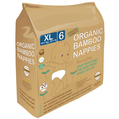 Beaming Baby Organic Bamboo Nappies Size 6 (16+ kg, 20 nappies)