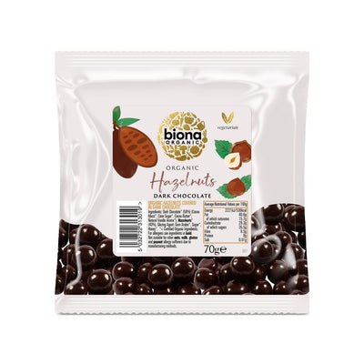 Organic Dark Chocolate covered Hazelnuts 70g