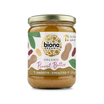 Biona Organic Peanut Butter Smooth Unsalted 500g