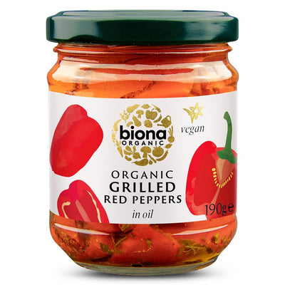Biona Grilled Red Peppers in Oil Organic 190g