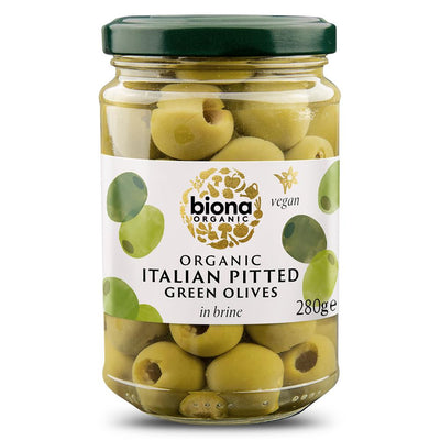Biona Pitted Green Olives in Brine Organic 280g