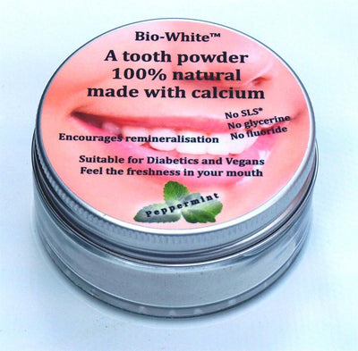 Organic Tooth Powder Peppermint in a glass jar- (plastic free).