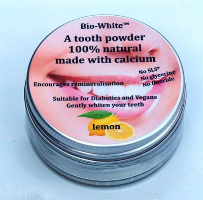Organic Tooth Powder Lemon in a glass jar (plastic free) 35g