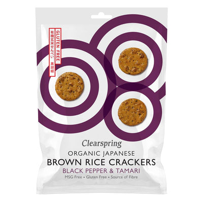 Organic Japanese Brown Rice Crackers - Black Pepper & Tamari 40g