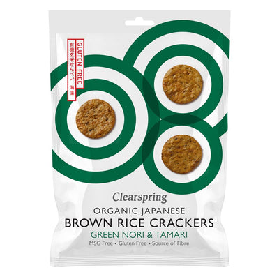 Organic Japanese Brown Rice Crackers - Green Nori & Tamari 40g