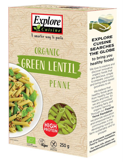 Organic Green Lentil Penne 250g