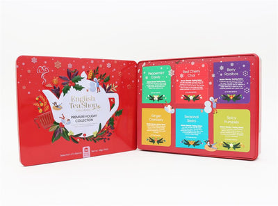 Premium Holiday Collection Red Gift Tin - 36 Tea Pyramid Bags