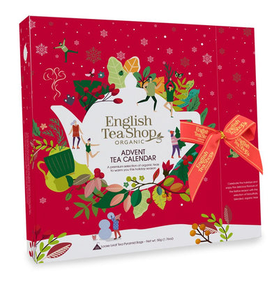 Organic Book Style Red Advent Calendar - 25 Tea Pyramid Bags