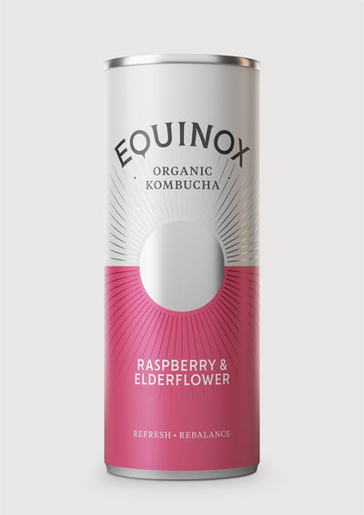 Organic Kombucha Soft Drink w/Raspberry & Elderflower 250ml can