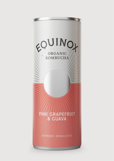 Organic Kombucha Soft Drink w/Pink Grapefruit & Guava 250ml can