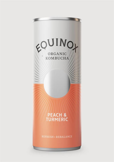 Organic Kombucha Soft Drink w/Peach & Turmeric 250ml can