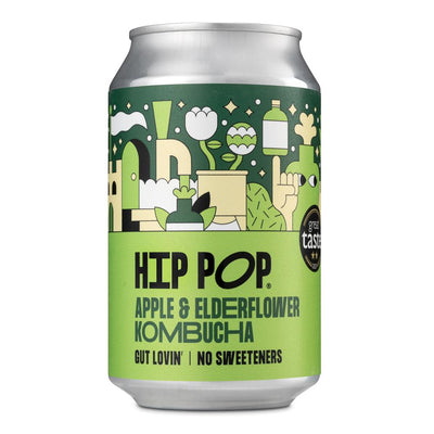 Hip Pop Kombucha Apple & Elderflower 330 ml (case of 12 cans)
