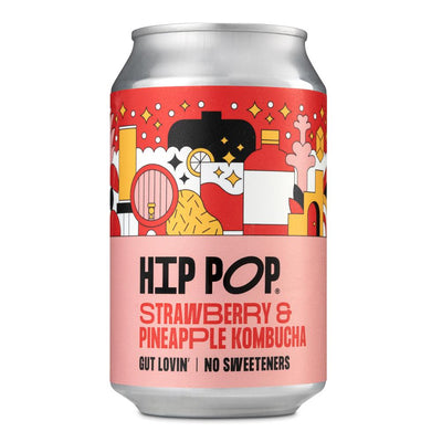 Hip Pop Kombucha Strawberry & Pineapple 330 ml (case of 12 cans)