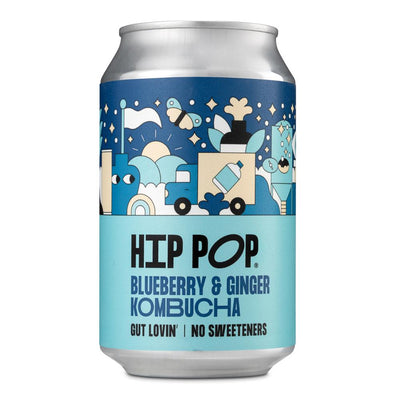 Hip Pop Kombucha Blueberry & Ginger 330 ml (case of 12 cans)