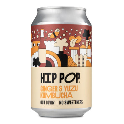 Hip Pop Kombucha Ginger & Yuzu 330 ml (case of 12 cans)