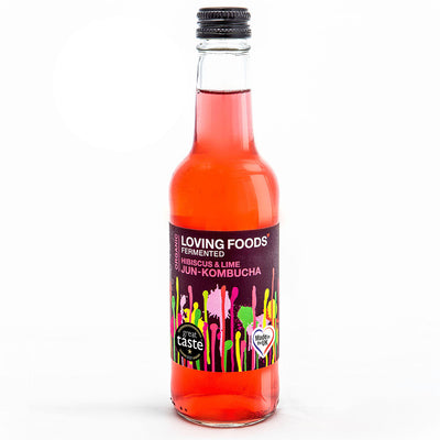 Organic Hibiscus & Lime Jun-Kombucha 330ml Bottle