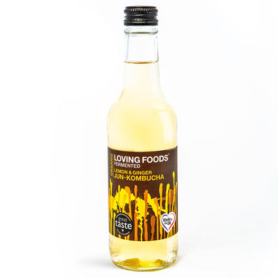 Organic Lemon & Ginger Jun-Kombucha 330ml Bottle