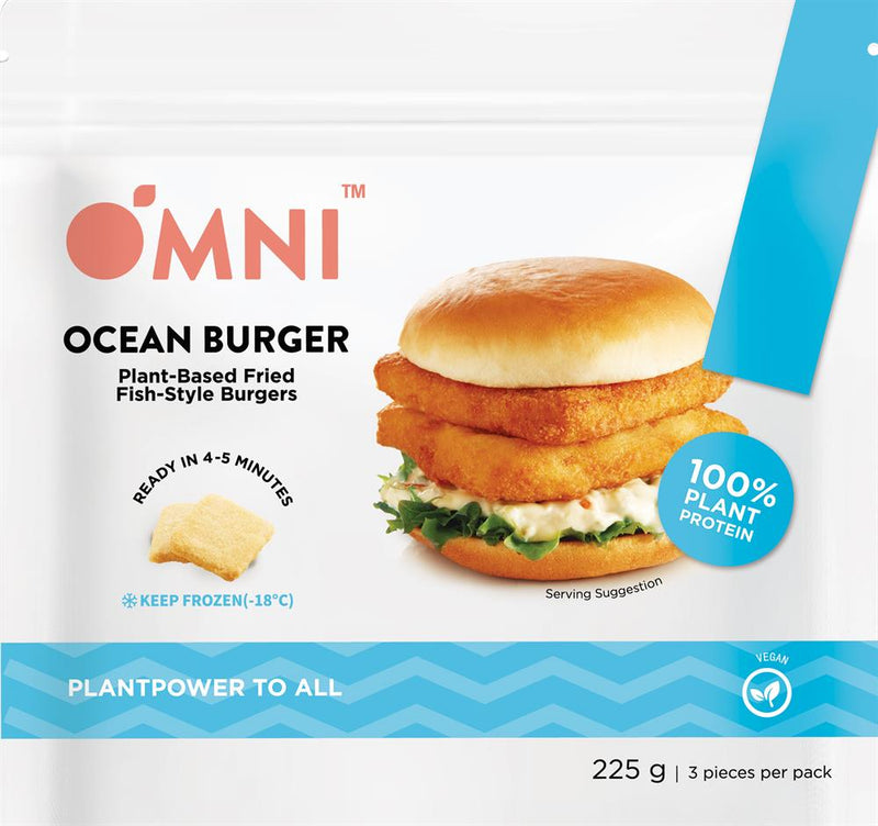 Omni Ocean Burgers: Plant-Based Fried Fish-Style Burgers 225g