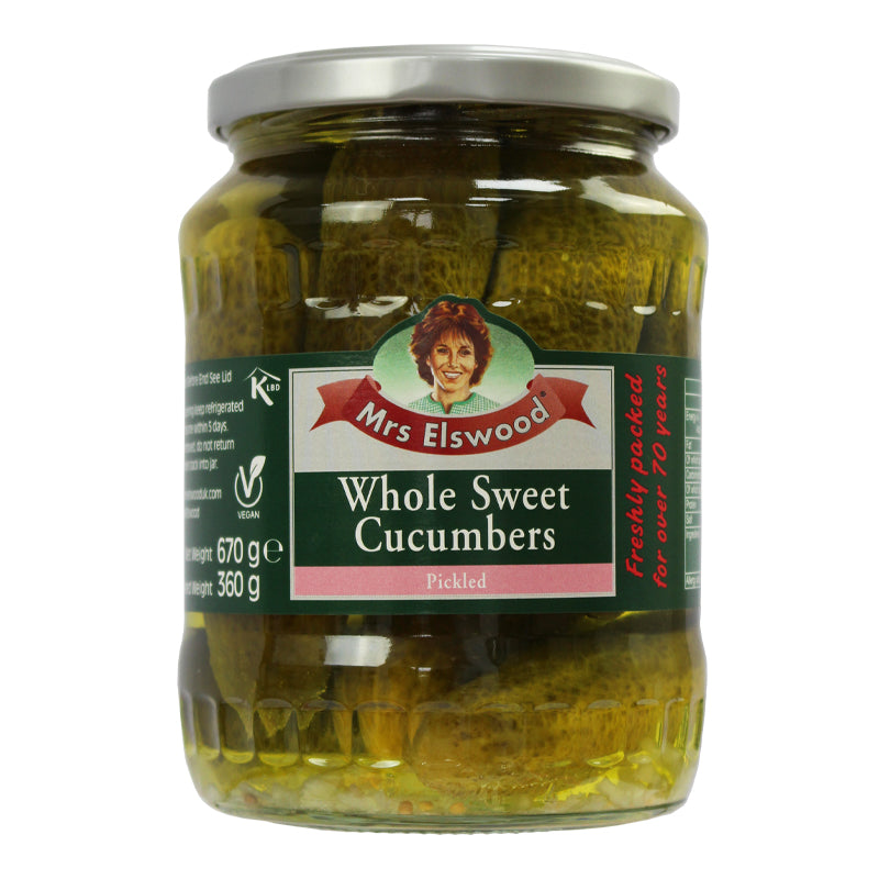 Mrs Elswood Whole Sweet Pickled Cucumbers (670g)