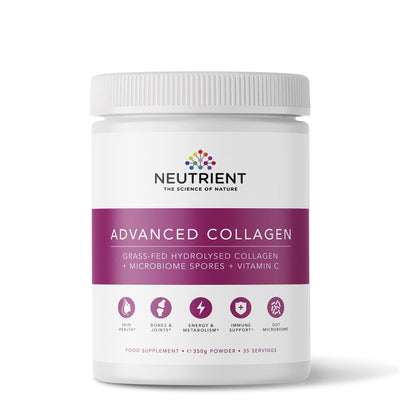 Advanced Collagen with buffered vitamin C and microbiome spores.