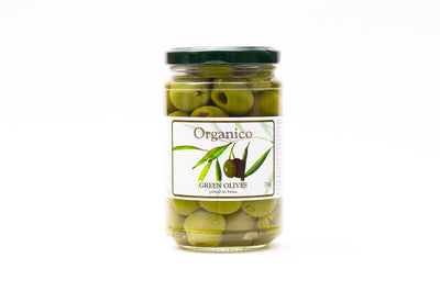 Organic Green Olives Pitted in Brine 280g