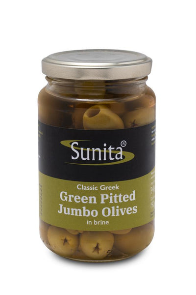 Classic Greek Green Pitted Jumbo Olives 340g